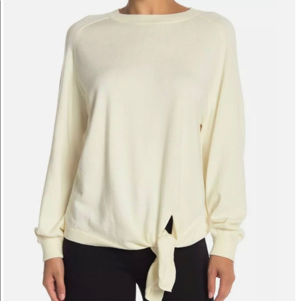 Vince Ivory Crewneck Sweater with Front Tie